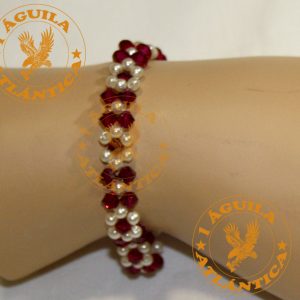 1AGUILA-ATLANTICA-PULSERA SWAROVSKI FINA FLOR, BLANCA Y ROJO P -7