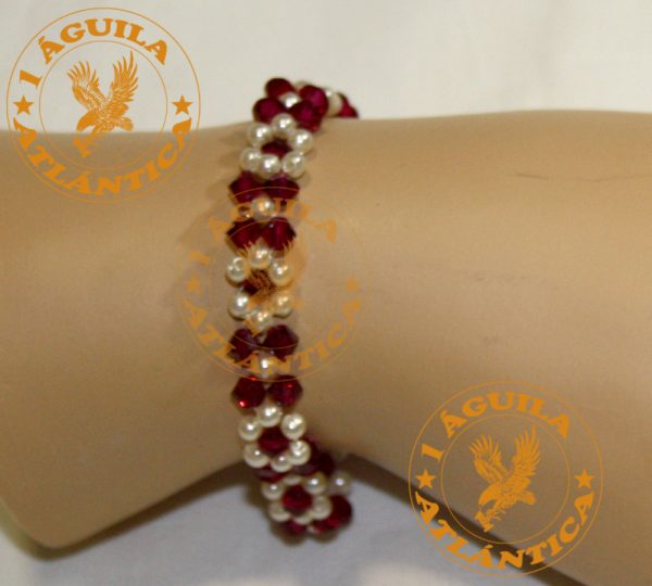 1AGUILA-ATLANTICA-PULSERA SWAROVSKI FINA FLOR, BLANCA Y ROJO P -7